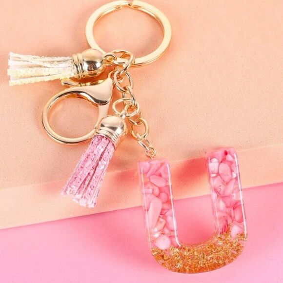 3/$25❗️Boho Letter “U” Charm Keychain - Picture 1 of 3